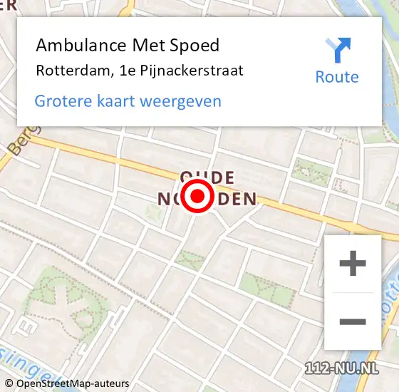 Locatie op kaart van de 112 melding: Ambulance Met Spoed Naar Rotterdam, 1e Pijnackerstraat op 11 juli 2018 04:25