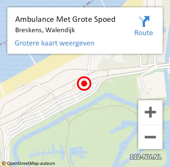 Locatie op kaart van de 112 melding: Ambulance Met Grote Spoed Naar Breskens, Walendijk op 11 juli 2018 09:43