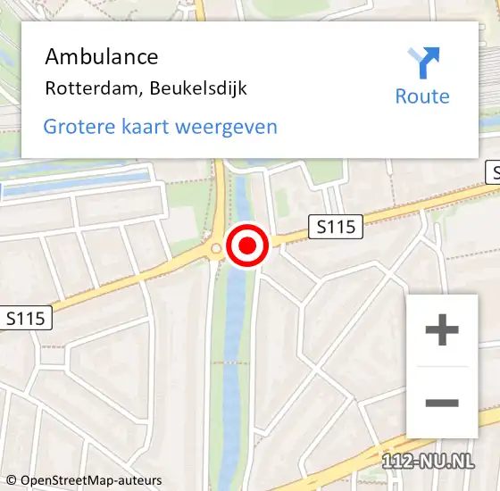 Locatie op kaart van de 112 melding: Ambulance Rotterdam, Beukelsdijk op 11 juli 2018 10:10