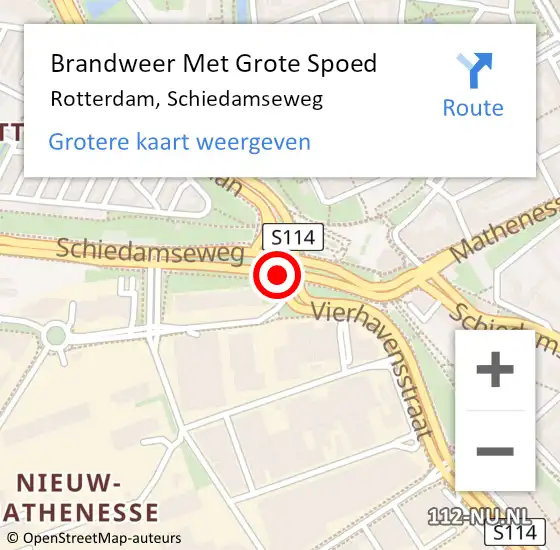 Locatie op kaart van de 112 melding: Brandweer Met Grote Spoed Naar Rotterdam, Schiedamseweg op 11 juli 2018 12:27