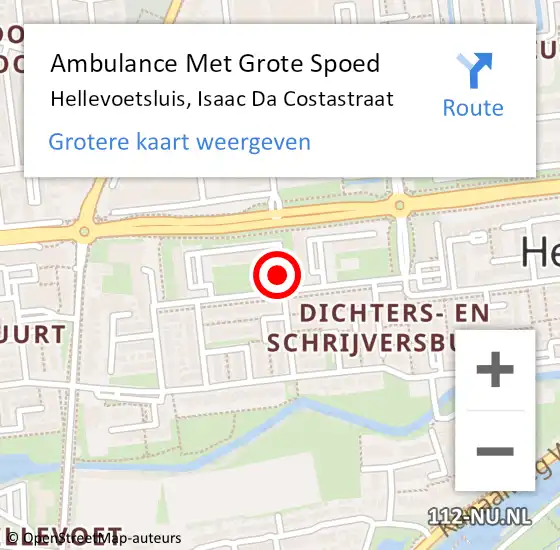 Locatie op kaart van de 112 melding: Ambulance Met Grote Spoed Naar Hellevoetsluis, Isaac Da Costastraat op 11 juli 2018 13:24