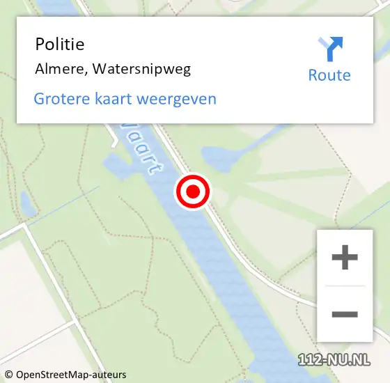 Locatie op kaart van de 112 melding: Politie Almere, Watersnipweg op 11 juli 2018 17:28