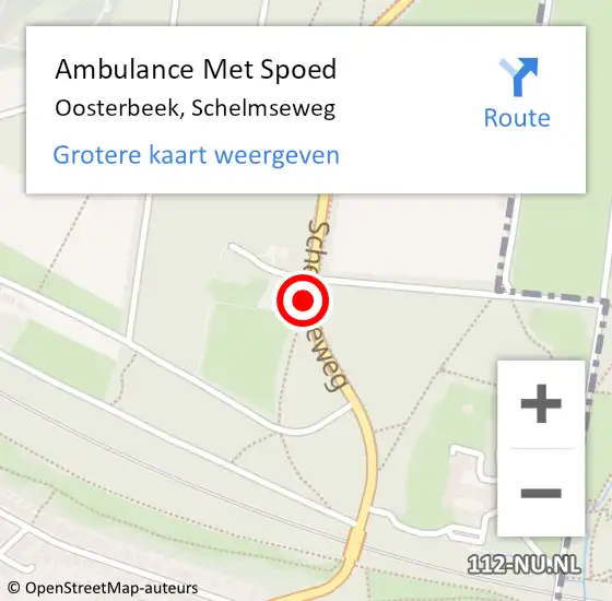 Locatie op kaart van de 112 melding: Ambulance Met Spoed Naar Oosterbeek, Schelmseweg op 11 juli 2018 17:57