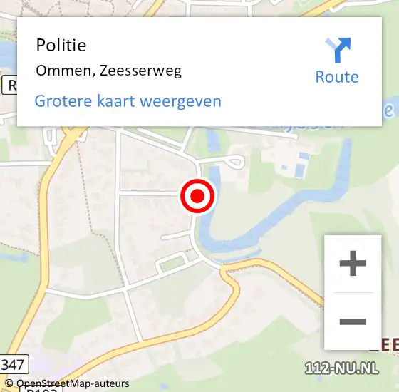 Locatie op kaart van de 112 melding: Politie Ommen, Zeesserweg op 11 juli 2018 18:47