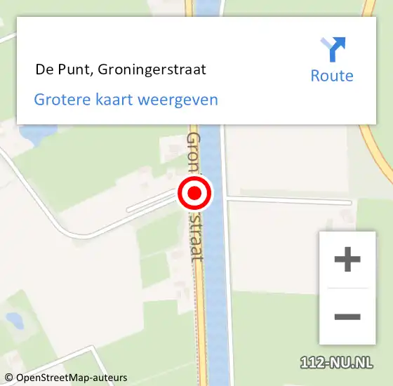 Locatie op kaart van de 112 melding:  De Punt, Groningerstraat op 11 juli 2018 19:34