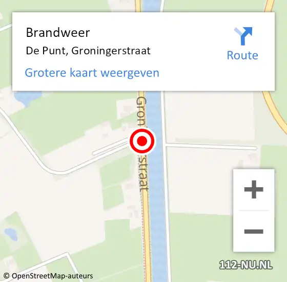 Locatie op kaart van de 112 melding: Brandweer De Punt, Groningerstraat op 11 juli 2018 19:37