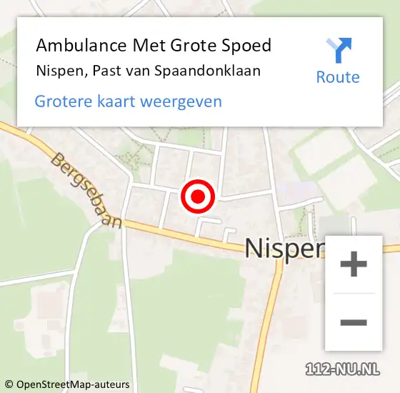 Locatie op kaart van de 112 melding: Ambulance Met Grote Spoed Naar Nispen, Past van Spaandonklaan op 11 juli 2018 20:12