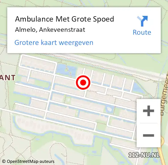 Locatie op kaart van de 112 melding: Ambulance Met Grote Spoed Naar Almelo, Ankeveenstraat op 11 juli 2018 20:29