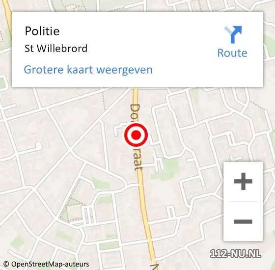 Locatie op kaart van de 112 melding: Politie St Willebrord op 11 juli 2018 20:40