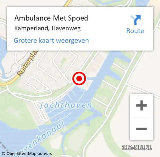 Locatie op kaart van de 112 melding: Ambulance Met Spoed Naar Kamperland, Havenweg op 11 juli 2018 22:04