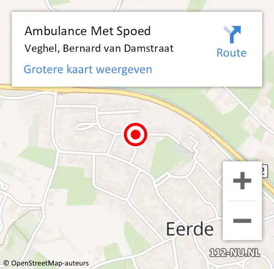 Locatie op kaart van de 112 melding: Ambulance Met Spoed Naar Veghel, Bernard van Damstraat op 12 juli 2018 00:11