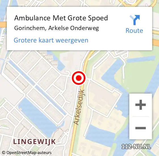 Locatie op kaart van de 112 melding: Ambulance Met Grote Spoed Naar Gorinchem, Arkelse Onderweg op 12 juli 2018 01:40