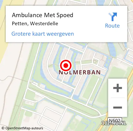 Locatie op kaart van de 112 melding: Ambulance Met Spoed Naar Petten, Westerdelle op 12 juli 2018 01:41