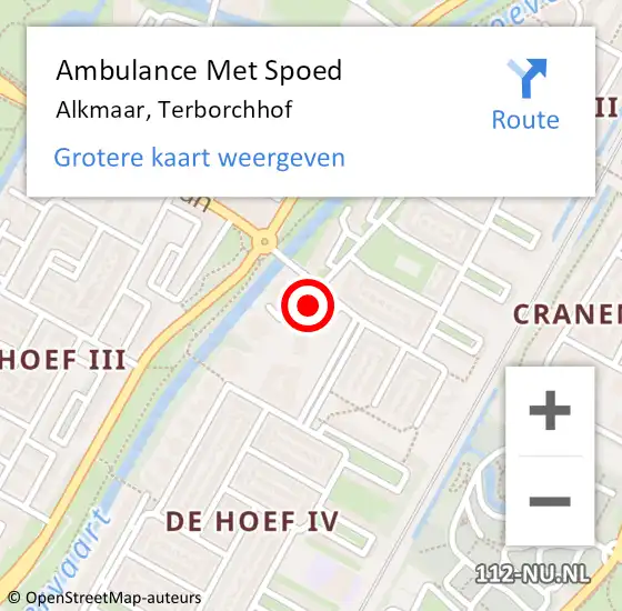 Locatie op kaart van de 112 melding: Ambulance Met Spoed Naar Alkmaar, Terborchhof op 12 juli 2018 08:09