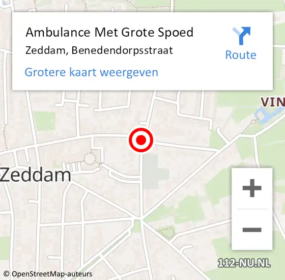 Locatie op kaart van de 112 melding: Ambulance Met Grote Spoed Naar Zeddam, Benedendorpsstraat op 12 juli 2018 08:26
