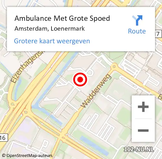 Locatie op kaart van de 112 melding: Ambulance Met Grote Spoed Naar Amsterdam, Loenermark op 12 juli 2018 08:41