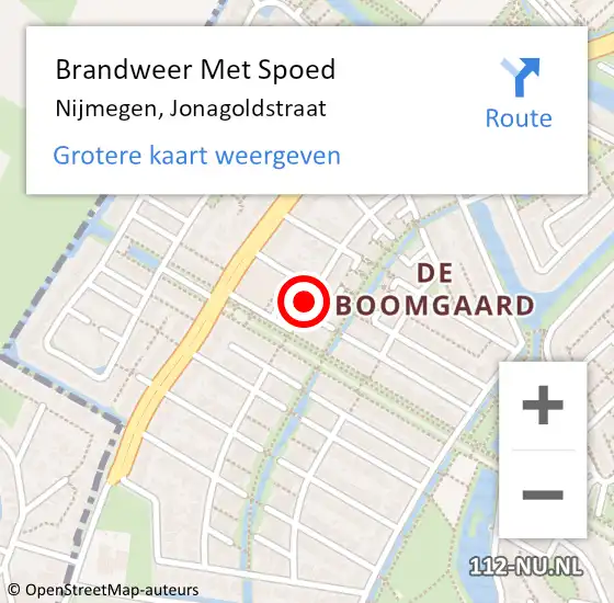 Locatie op kaart van de 112 melding: Brandweer Met Spoed Naar Nijmegen, Jonagoldstraat op 12 juli 2018 09:23