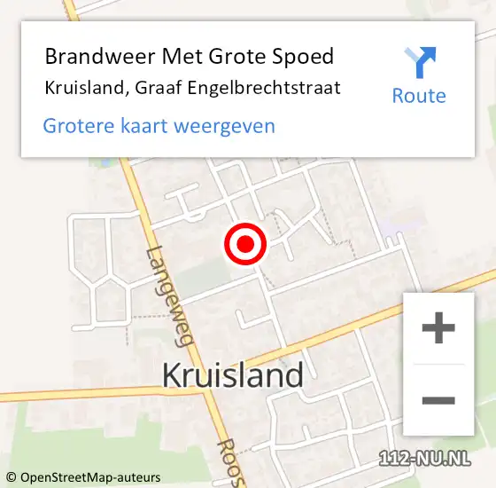 Locatie op kaart van de 112 melding: Brandweer Met Grote Spoed Naar Kruisland, Graaf Engelbrechtstraat op 12 juli 2018 11:16
