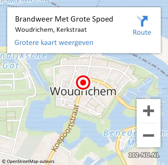 Locatie op kaart van de 112 melding: Brandweer Met Grote Spoed Naar Woudrichem, Kerkstraat op 12 juli 2018 11:22