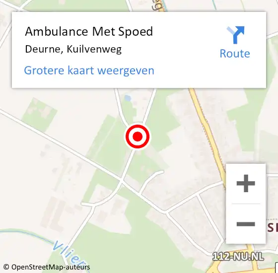 Locatie op kaart van de 112 melding: Ambulance Met Spoed Naar Deurne, Kuilvenweg op 12 juli 2018 11:22