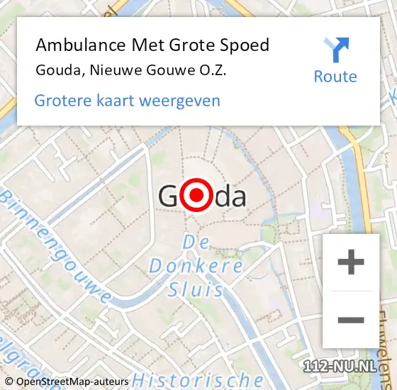 Locatie op kaart van de 112 melding: Ambulance Met Grote Spoed Naar Gouda, Nieuwe Gouwe O.Z. op 12 juli 2018 12:08