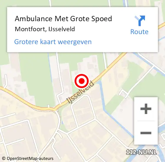 Locatie op kaart van de 112 melding: Ambulance Met Grote Spoed Naar Montfoort, IJsselveld op 12 juli 2018 15:09