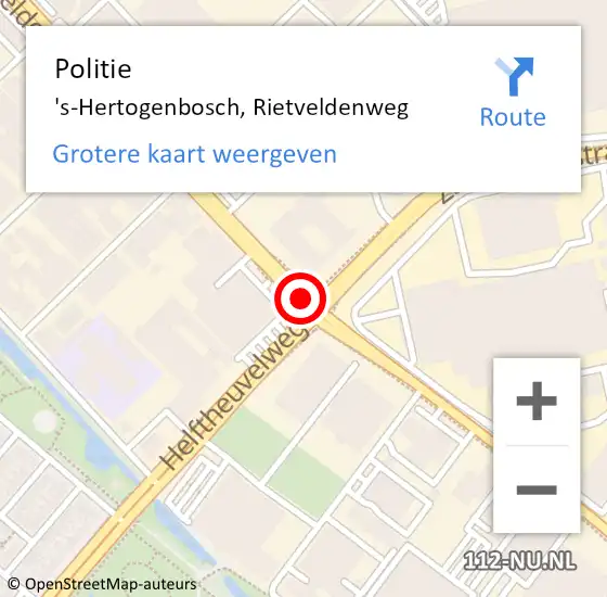 Locatie op kaart van de 112 melding: Politie 's-Hertogenbosch, Rietveldenweg op 12 juli 2018 15:48