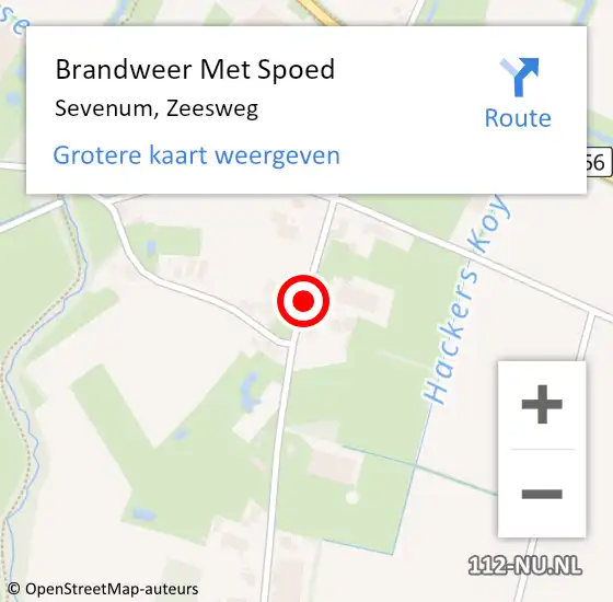 Locatie op kaart van de 112 melding: Brandweer Met Spoed Naar Sevenum, Zeesweg op 12 juli 2018 16:05