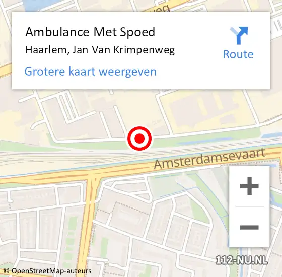 Locatie op kaart van de 112 melding: Ambulance Met Spoed Naar Haarlem, Jan Van Krimpenweg op 12 juli 2018 17:25