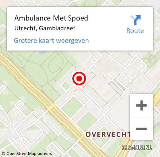 Locatie op kaart van de 112 melding: Ambulance Met Spoed Naar Utrecht, Gambiadreef op 12 juli 2018 18:02