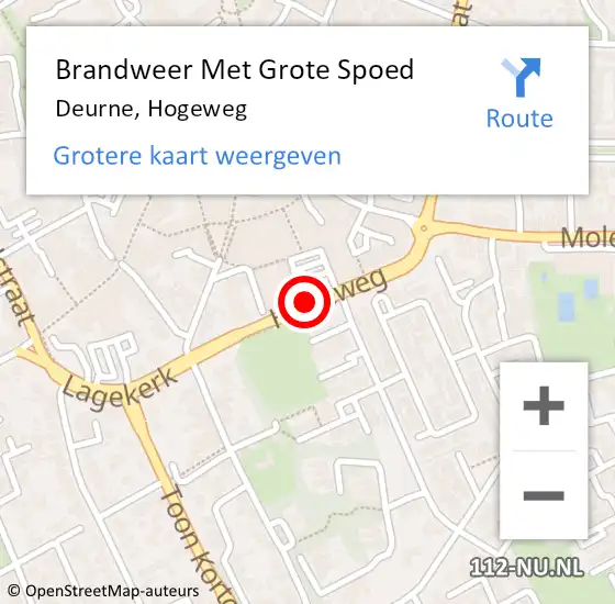 Locatie op kaart van de 112 melding: Brandweer Met Grote Spoed Naar Deurne, Hogeweg op 12 juli 2018 19:19