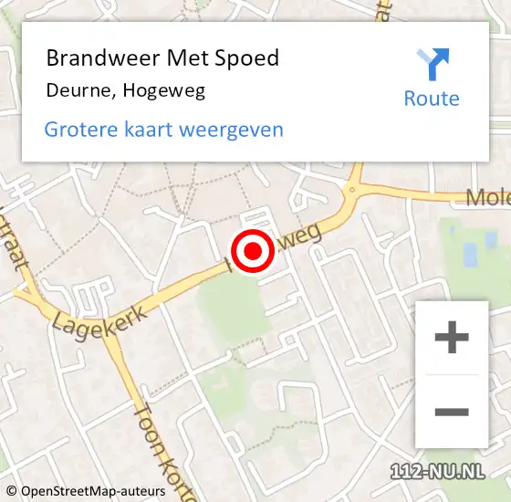 Locatie op kaart van de 112 melding: Brandweer Met Spoed Naar Deurne, Hogeweg op 12 juli 2018 20:05