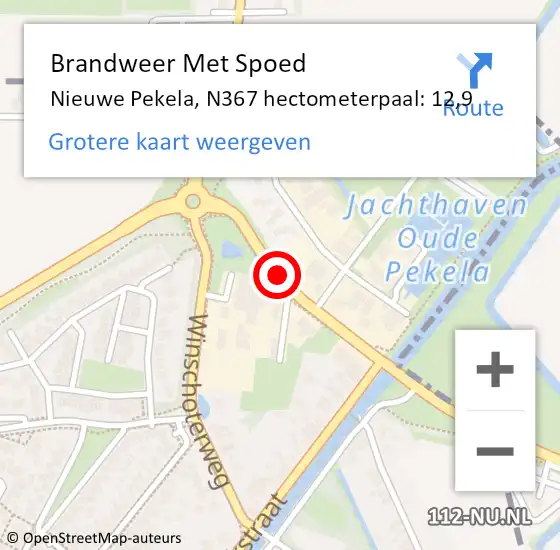 Locatie op kaart van de 112 melding: Brandweer Met Spoed Naar Nieuwe Pekela, N367 hectometerpaal: 12,9 op 12 juli 2018 20:08