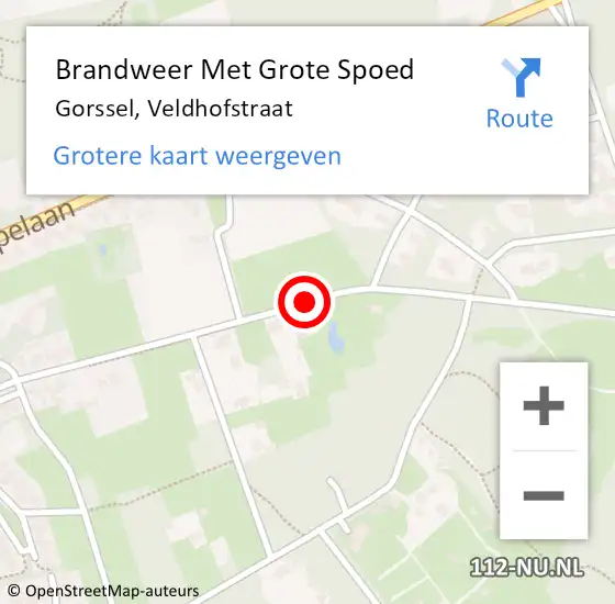 Locatie op kaart van de 112 melding: Brandweer Met Grote Spoed Naar Gorssel, Veldhofstraat op 12 juli 2018 20:58