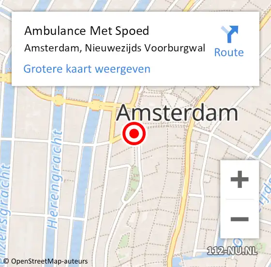 Locatie op kaart van de 112 melding: Ambulance Met Spoed Naar Amsterdam, Nieuwezijds Voorburgwal op 12 juli 2018 21:30