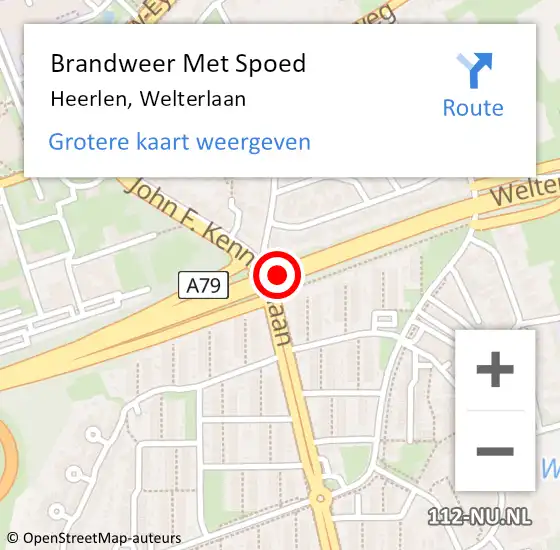Locatie op kaart van de 112 melding: Brandweer Met Spoed Naar Heerlen, Welterlaan op 12 juli 2018 21:40
