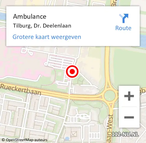 Locatie op kaart van de 112 melding: Ambulance Tilburg, Dr. Deelenlaan op 12 juli 2018 23:07