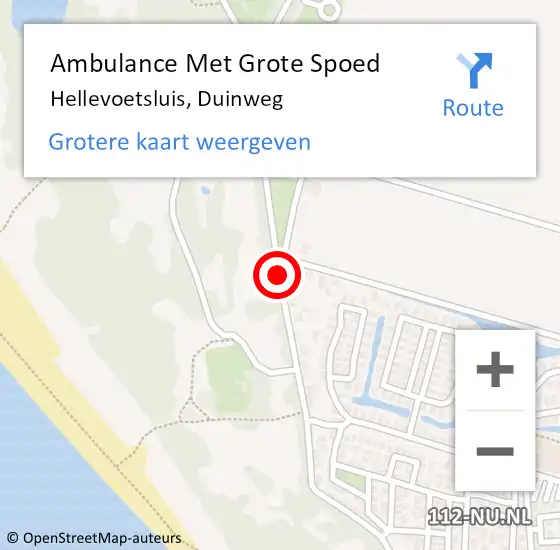 Locatie op kaart van de 112 melding: Ambulance Met Grote Spoed Naar Hellevoetsluis, Duinweg op 12 juli 2018 23:08