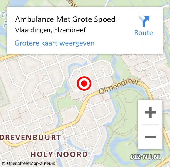 Locatie op kaart van de 112 melding: Ambulance Met Grote Spoed Naar Vlaardingen, Elzendreef op 13 juli 2018 02:44