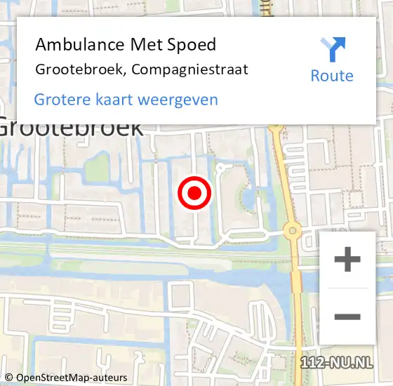 Locatie op kaart van de 112 melding: Ambulance Met Spoed Naar Grootebroek, Compagniestraat op 13 juli 2018 07:08