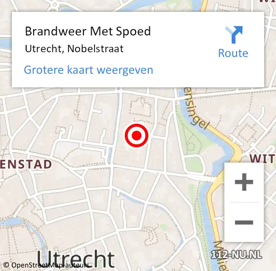 Locatie op kaart van de 112 melding: Brandweer Met Spoed Naar Utrecht, Nobelstraat op 13 juli 2018 08:07