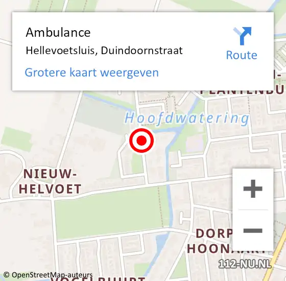 Locatie op kaart van de 112 melding: Ambulance Hellevoetsluis, Duindoornstraat op 13 juli 2018 09:10