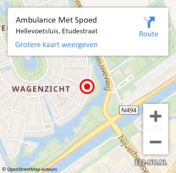 Locatie op kaart van de 112 melding: Ambulance Met Spoed Naar Hellevoetsluis, Etudestraat op 13 juli 2018 10:09