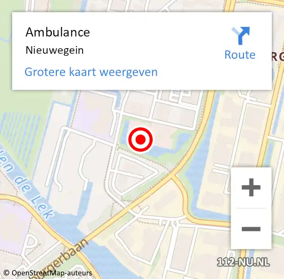 Locatie op kaart van de 112 melding: Ambulance Nieuwegein op 13 juli 2018 12:08