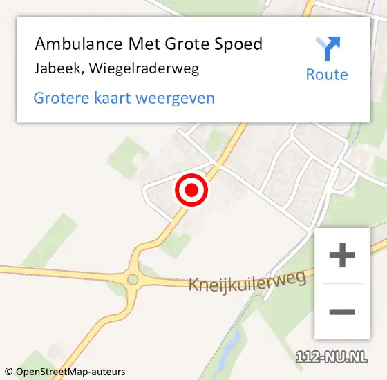 Locatie op kaart van de 112 melding: Ambulance Met Grote Spoed Naar Jabeek, Wiegelraderweg op 2 maart 2014 20:18