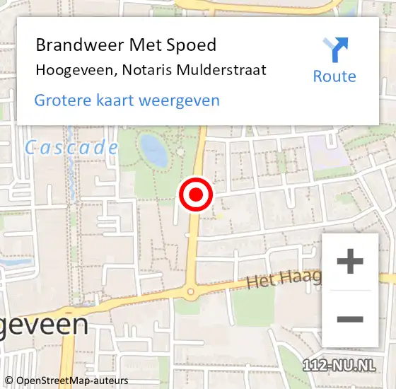 Locatie op kaart van de 112 melding: Brandweer Met Spoed Naar Hoogeveen, Notaris Mulderstraat op 13 juli 2018 13:18
