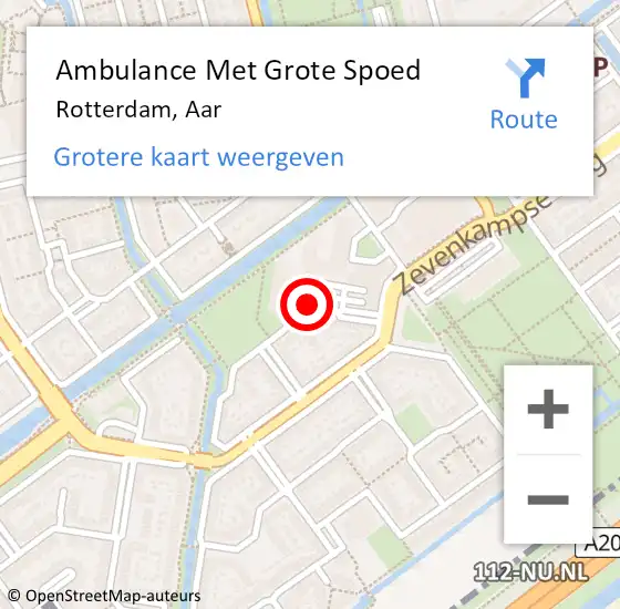Locatie op kaart van de 112 melding: Ambulance Met Grote Spoed Naar Rotterdam, Aar op 13 juli 2018 13:35