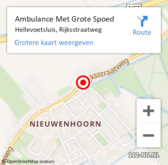Locatie op kaart van de 112 melding: Ambulance Met Grote Spoed Naar Hellevoetsluis, Rijksstraatweg op 13 juli 2018 14:20