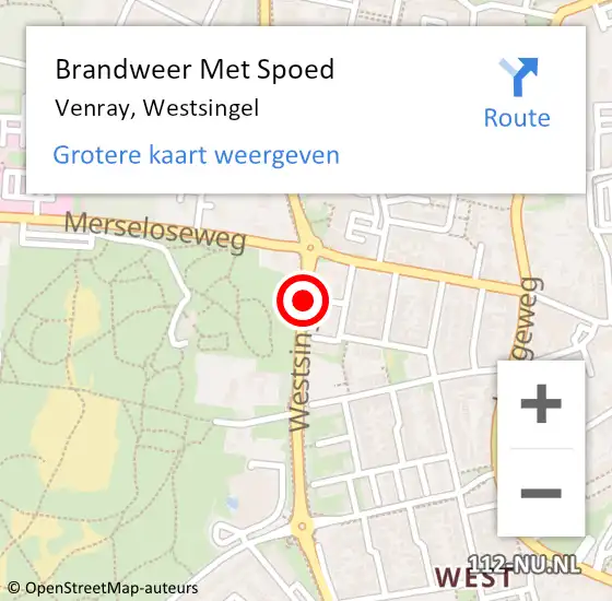 Locatie op kaart van de 112 melding: Brandweer Met Spoed Naar Venray, Westsingel op 13 juli 2018 14:23