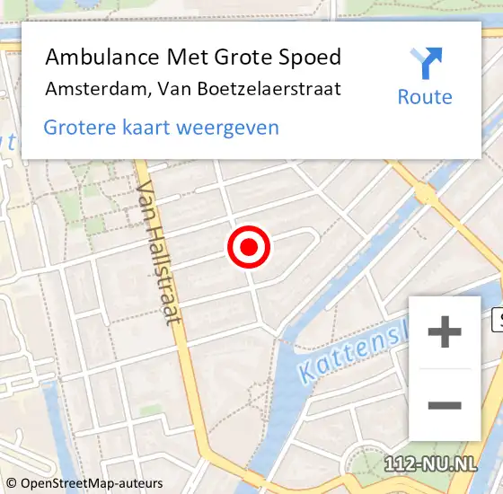 Locatie op kaart van de 112 melding: Ambulance Met Grote Spoed Naar Amsterdam, Van Boetzelaerstraat op 13 juli 2018 15:13